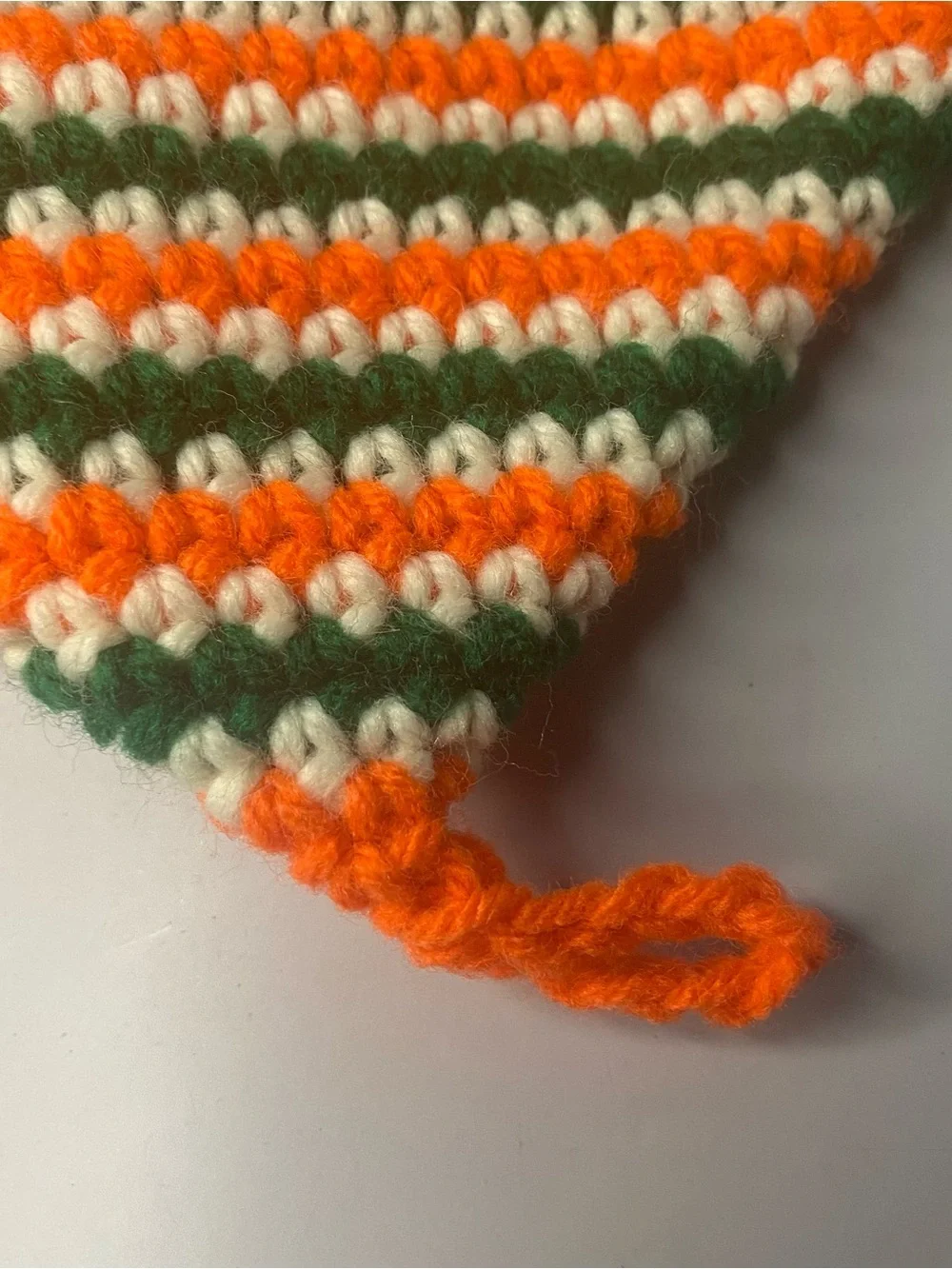 Handmade Crochet Pot Holders in Orange, Green & Cream 1970’s Retro Design